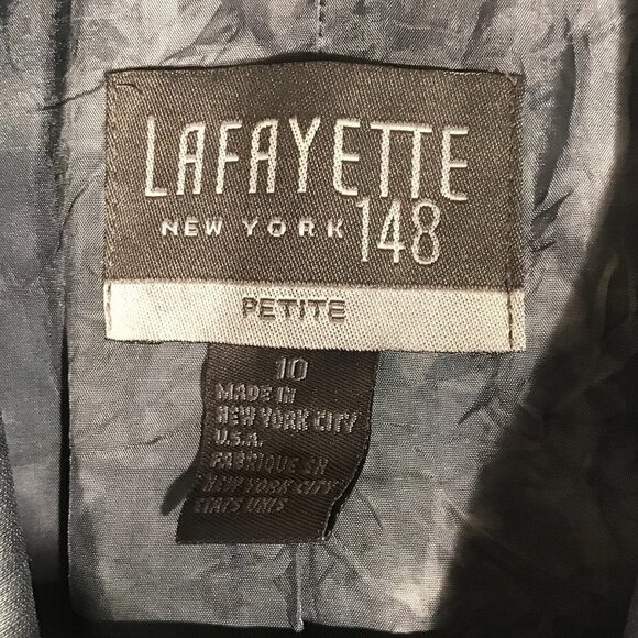 Lafayette 148 Blazer Black Charcoal Gray Silk Size 10P Size 10 Jacket Coat Suit - Picture 2 of 11